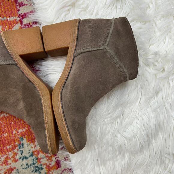 UGG Brown Taupe Block Heeled Suede Kasen Ankle Boots Booties 7 Style 1018644 - Picture 6 of 9